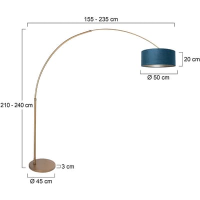 Vloerlampen Bronskleurige Booglamp Sparkled Light 4307BR – Hoogte verstelbaar, met metalen en textiele kap, ideaal voor binnen in klassiek interieur van Steinhauer