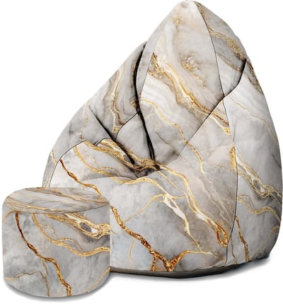DreamRoots Velvet Zitzak voor Volwassenen – Luxe Beanbag met Voetsteun en Afneembare Hoes – Inclusief Vulling – 80x80x120 cm - Gold Fantasy