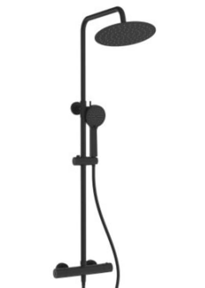Rondo regendoucheset met hoofddouche 25 cm handdouche 3 Standen mat zwart