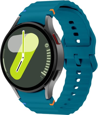 Strap-it Siliconen Wave bandje - Geschikt voor Samsung Galaxy Watch 7 (40 & 44mm) / Galaxy Watch 6 (Classic) / Galaxy Watch 5 (Pro) / Galaxy Watch 4 (Classic) - groenblauw