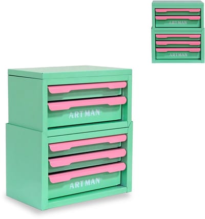 MODENUIT Opbergkast - 5 Laden Voor Cosmetica En Voorraad - Stapelbaar Voor Slaapkamer En Badkamer - Staal - Groen