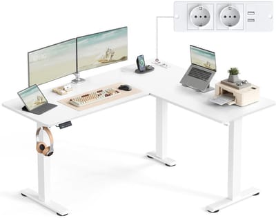 DailySupplies® Zit Sta Bureau Elektrisch - Verstelbaar Hoekbureau - Game Bureau - L Vorm - 140x160cm