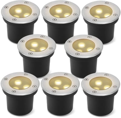 8 Stuks Grondspots LED voor buiten - IP65 Waterdicht - 3 Watt 300 Lumen - warm wit - Tuinspots en inbouwspots buiten voor in de grond - Rond