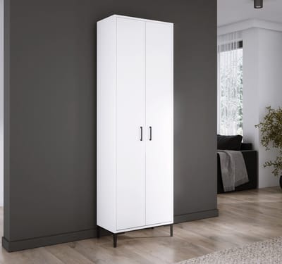 Meubel Square - Halkast NOX - Wit - 192x60x35cm - Halmeubel - Kledingkast - Schoenenkast