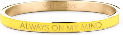 Key Moments 8KM-BC0009 Stalen Bangle met Tekst - Always on My Mind - One-size - Cadeau voor haar - Goudkleurig / Geel