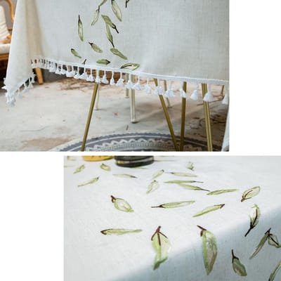 Nappe à pompons Anglicanum brodée, couverture de table anti-poussière en lin et coton, pour cuisine, salle à manger, décoration de table de fête à domicile 90x90cm