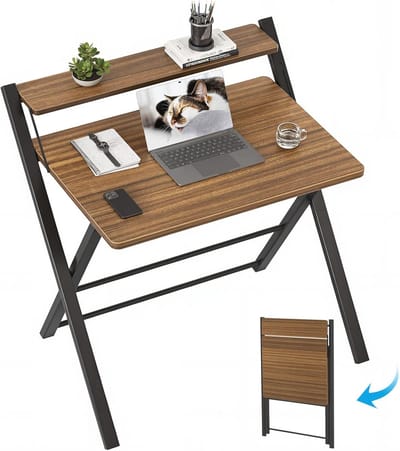 Kleine Vouwtafel 77cm voor Gaming en Werken - Mini Laptop Tafel met Opbergniveaus