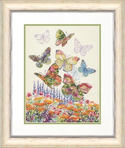 Borduurpakket Floral Butterfly - Dimensions (USA) - telpatroon