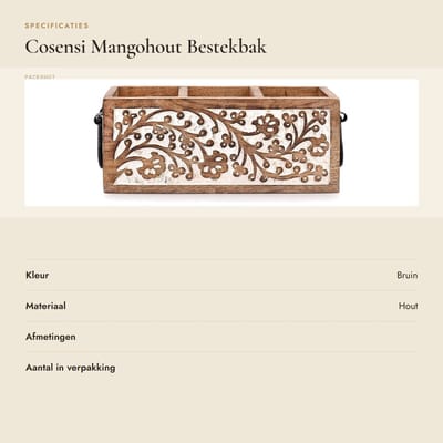 Dailygoods- Bestekbak 3 Compartimenten - Houten Keukengerei Houder - Multifunctionele Organizer - Duurzaam Mangohout - Ruim en Stevig - Decoratieve Caddy