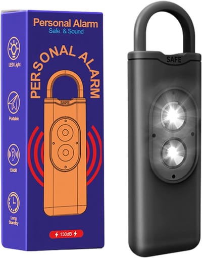 1 stuk - 130 decibel persoonlijk alarm - Dubbele flits - Draagbaar beveiligingsalarm - Sleutelhanger - Hoog decibel wolvenalarm Vrouwelijke bescherming - Vrouwelijke veiligheid - Licht - Zwart