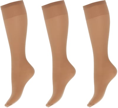 Marianne - Dames Kneehighs Satin Sheers Panty - 15Den - 3-Pack - Maat One Size - Wineblush