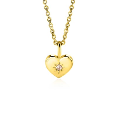 NOVEMBER hanger 12mm gold plated hart geboortesteen citrien zirconia (zonder collier)