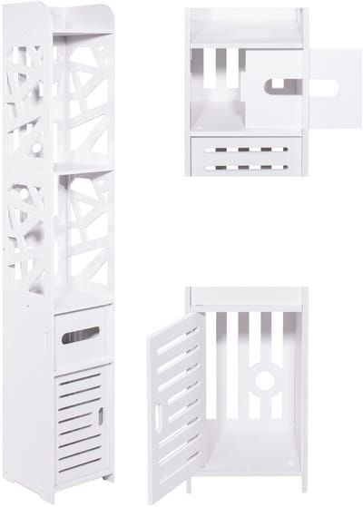 Badkamerkast 120cm paal - Witte moderne kolomkast van MDF