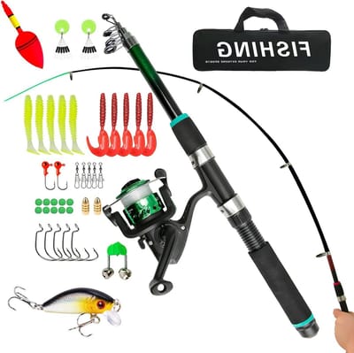 Complete Visset voor Kinderen met Telescopische Hengel, Vislijn en Aas - Ideaal voor 3-10 Jaar, 1.5m Hengel met Draagtas en Carbon Fiber Materiaal