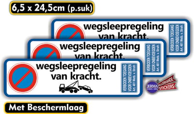 Jerma - Eigen Terrein – Wegsleepregeling – Sticker - 3 st - 6.5 x 24.5 cm - Buitenkwaliteit Vinyl