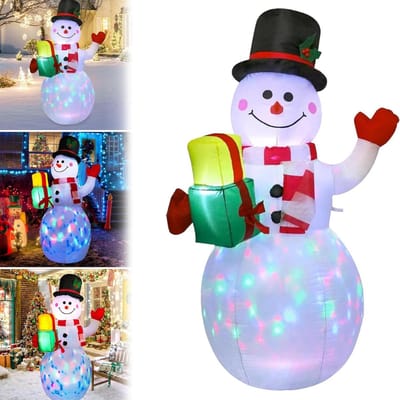 Opblaasbare Sneeuwpop 150 cm Opblaasbare Kerstsneeuwpop Kerstdecoratie Voor Buiten met Ledlicht Voor Buiten Tuin Gazon Binnen Kerstfeest