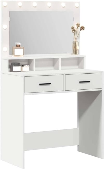 Kaptafel met Verlichting - Make-up Tafel - Snel Klaarmaken - Vingerafdrukbestendige Afwerking - 79x41x135 cm - Wit
