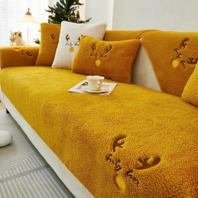 Kerst Verdikken Konijnenbont Pluche Sofa Hoes Antislip Zachte Sofa Handdoek Bankkussen Voor Woonkamer Moderne Huisdecoratie 70x70cm 1pcs