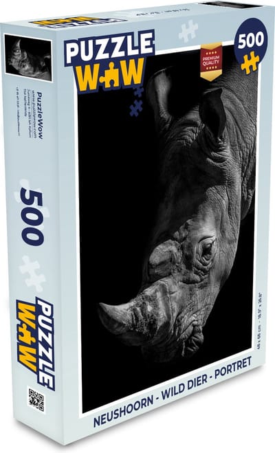Puzzel Neushoorn - Wild dier - Portret - Legpuzzel - Puzzel 500 stukjes