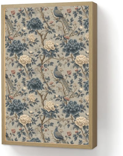 Wandlamp 40x60 cm - Oplaadbaar - Pauw - Bloemen - Blauw - Wandlampen binnen woonkamer - Slaapkamer lamp - Decoratieve nachtlamp - Vloerlamp draadloos