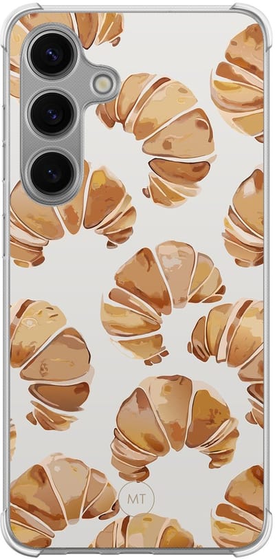Hoesje (shockproof) geschikt voor Samsung Galaxy S24 - Croissant - Extra sterke case - TPU/polycarbonaat - Print - Beige, Transparant