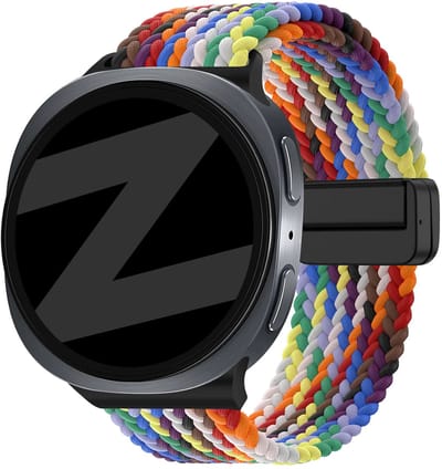 Bandz Magnetisch gevlochten nylon bandje geschikt voor Samsung Galaxy Watch 9 (40/44mm) / Watch 8 (40/44mm) / 8 Classic (46mm) – vrolijke en comfortabele gevlochten nylon strap (Kleurrijk)
