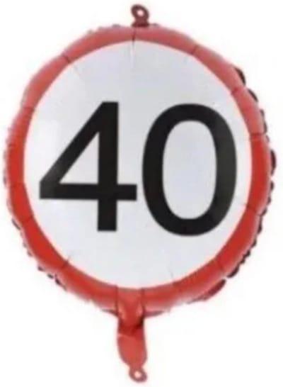 Verkeersbord ballon 40 - 45x45cm - Folie ballon - Ballonnen - Verkeersbord - 40 - Versiering - Ballonnen - Thema feest