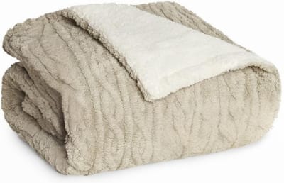 Fleece Deken - Zachte Plaid - Warmtedeken 150x200cm - Zand en Ivoor