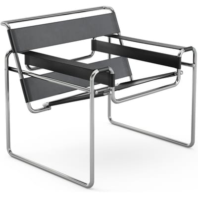 Knoll International - Breuer Original Wassily Lounge fauteuil - Spinneybeck Leer zwart