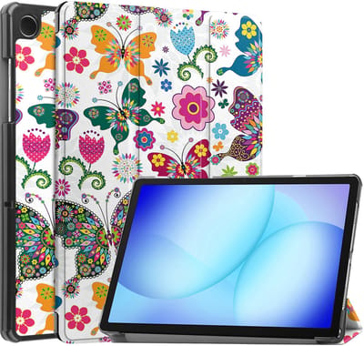 Hoesje - Geschikt voor Samsung Galaxy Tab A11 Plus / A9 Plus - Dun & Stevig - Hardcover Book Case - Trifold Bookcase Hoes - Hard Cover - Tablethoes - Vlinders