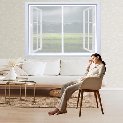 Raamhor Muggennet - Insectenhor Zelfklevend - Insecten Buiten Houden - Magnetische Sluiting - 96 x 120 cm - Wit