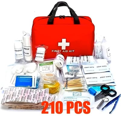 EHBO Kit – Compact & Draagbaar – Waterbestendig en Duurzaam – Voor Thuis, Auto & Outdoor Avonturen - Verbandtas - Verbanddoos - Reizen - 1 x 210-Delig - Noodpakket - 1 gevulde tas - bv. voor in huis of voor in de auto