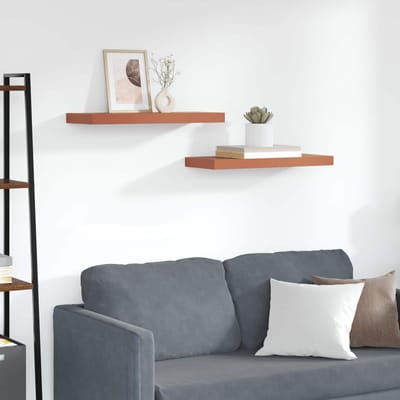 vidaXL - Wandplank - 2 - st - Rood - 60 - x - 23,5 - x - 3,8 - cm - Bewerkt - hout
