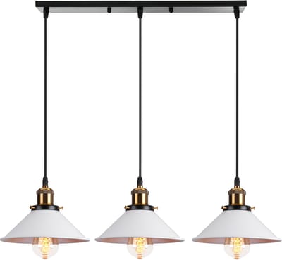 Hanglamp Modern E27 Kroonluchter Industriële 3 Licht Plafondlamp voor Keuken Slaapkamer Woonkamer Wit