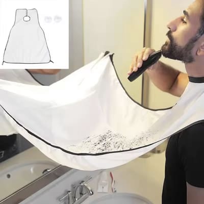 CHPN - Scheerschort - Opvangschort voor baardhaar - Met zuignappen - Scheerschort - Baard-schort - Wit - Geen baardharen in de badkamer - One size