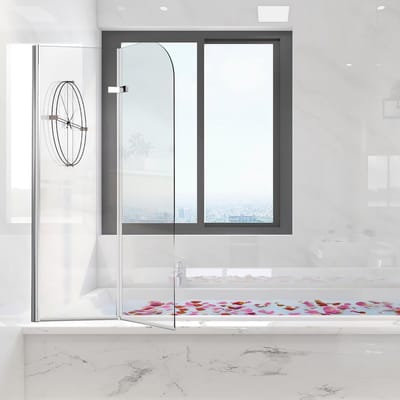 Douchedeur Badkuip - Badwand Inklapbaar - Badkamer Vernieuwen - Veiligheidsglas 6mm - 100x140cm - Zilver Transparant