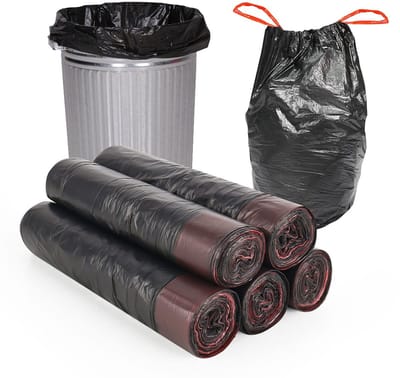 Dailygoods- Vuilniszakken Extra Sterk - 5 Rollen à 15 Liter - Scheurvast - Zwart - Trekkoord - 75 Stuks - Multifunctioneel - Afvalzakken