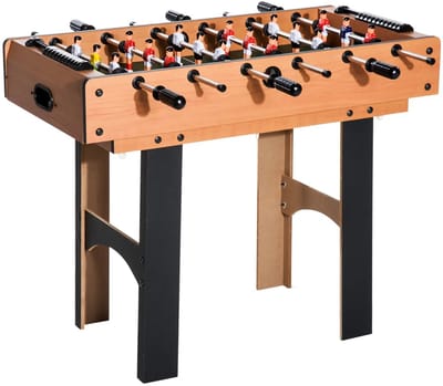 4 in 1 Partyspeltafel - Voetbaltafel - Inclusief Tafelvoetbal, Tafeltennis, Biljart, Tafelhockey - Tafelvoetbalspel - Tafel Voetbal - 92 x 78 x 80 cm - Compact - Naturel + Zwart