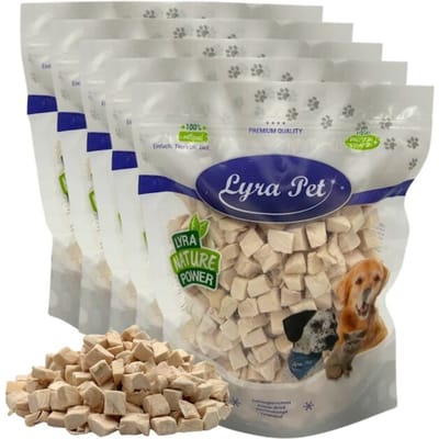 1 kg (5 x 200 g) Lyra Pet® gevriesdroogde kippenborstblokjes