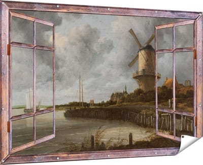 Gards Tuinposter Doorkijk De Molen bij Wijk bij Duurstede - Jacob van Ruisdael - 180x120 cm - Tuindoek - Tuindecoratie - Wanddecoratie buiten - Tuinschilderij