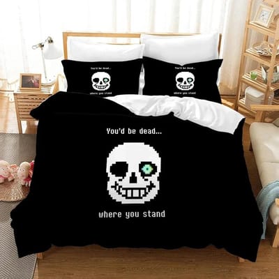 3D Geprint Undertale Game Frisk Sans Papyrus Beddengoedset Jongens Meisjes Eenpersoons Tweepersoons Maat Dekbedovertrek Kussensloop Bed Kinderen Volwassenen AU King 245x210cm