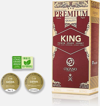 Premium Gourmet Organic King of Coffee - Oploskoffie verrijkt met organisch Reishi sporenpoeder - Ganoderma Lucidum - Rijke smaak - Gemakkelijk te bereiden gastronomische koffie