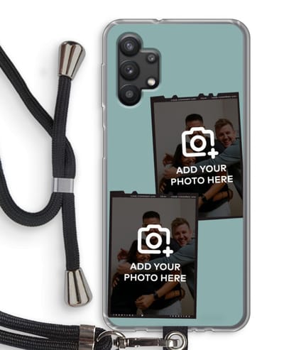 Gepersonaliseerd - Case Company® - Hoesje met koord geschikt voor Samsung Galaxy A32 5G hoesje met Koord - Polaroid Zwart - Telefoonhoesje met Zwart Koord - Bescherming aan alle Kanten en Over de Schermrand