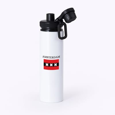 Hacebo® - Amsterdam waterfles met draaidop zwart - Amsterdam - Amsterdammers - Amsterdam liefhebbers - Vlag XXX - Hoofdstad Nederland - water fles - 850ML