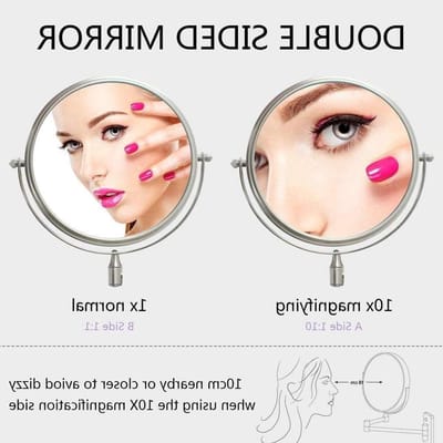 Nachtlampje Vergrootglas - Make-upspiegel Wandmodel - Precisie Make-up - 360 Graden Rotatie - 8 Inch Diameter - Zwart