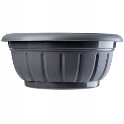 KADAX Bloemenschaal, ronde plantenbak, plantenbak van kunststof, weerbestendige bloempot voor buiten, bloemen, planten, tuin, balkon, decoratie, bloempot, vorstbestendig, 34 cm, antraciet