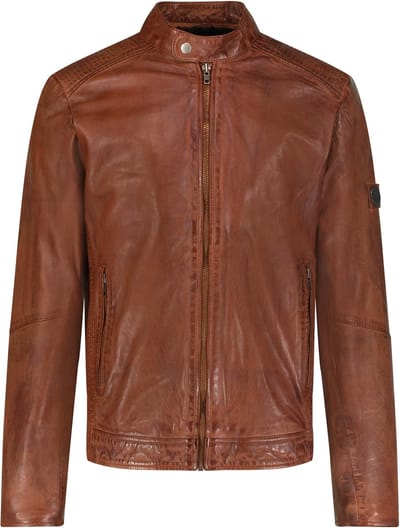 Urban 5884® – Shawn - Brandy – Heren - Leren Jas – Lamsleer – 100% Leer - Casual Jack – Maat S