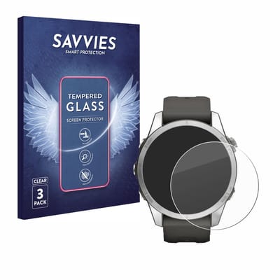 Savvies - Glas Screenprotector voor Garmin Fenix 7S Pro Solar (42 mm) - Gehard Beschermglas 9H 3 Stuks