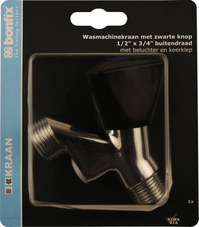 Bonfix Beluchterkraan - met keerklep 1/2 x 3/4 - met zwarte knop