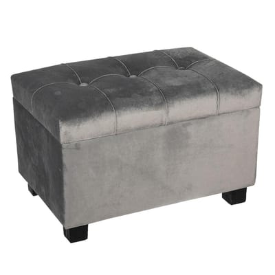 Clayre & Eef Poef 50x34x33 cm Grijs Hout